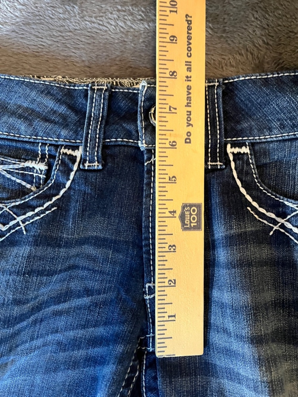 Ariat Women's Flared Midrise Boot Jeans in Dark and Medium Blue Wash - Picture 12 of 16
